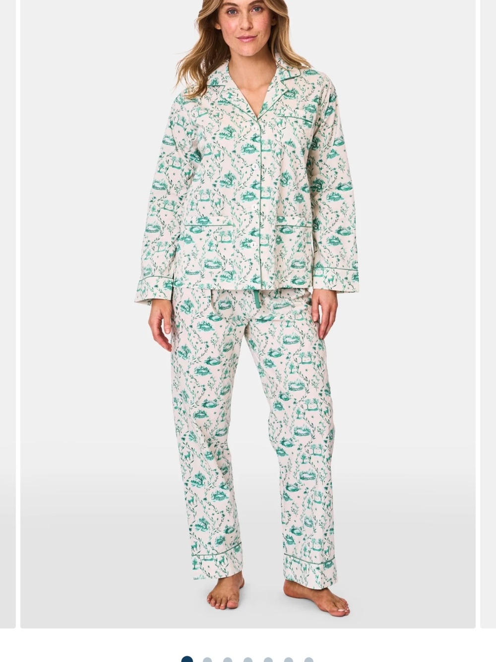 Roller Rabbit Cream and Green Printed Cotton Pajama Set